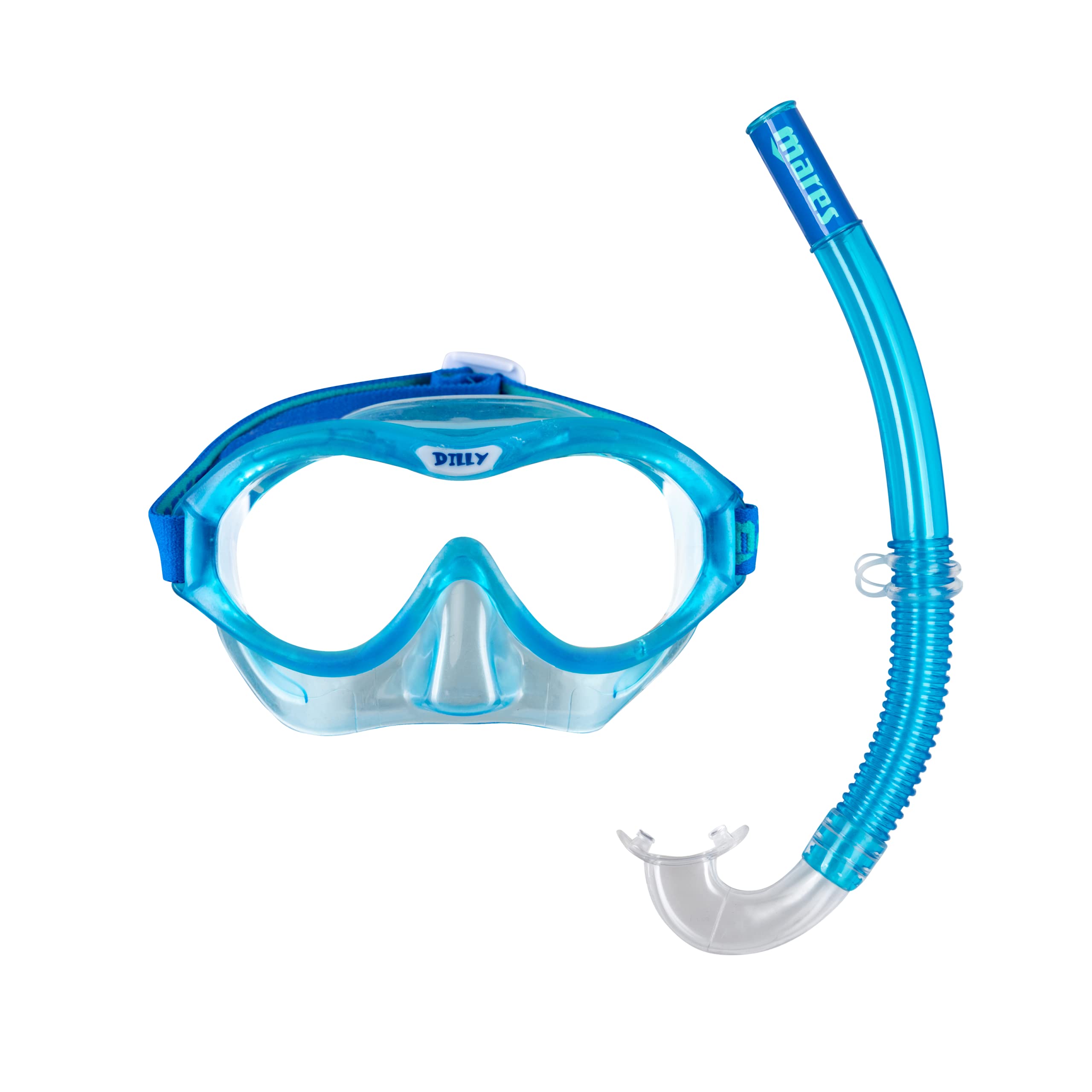 Mares Combo Dilly - Set maschera e boccaglio bambini 4-7 anni, maschera in TPE flessibile, lente morbida, boccaglio ergonomico in silicone