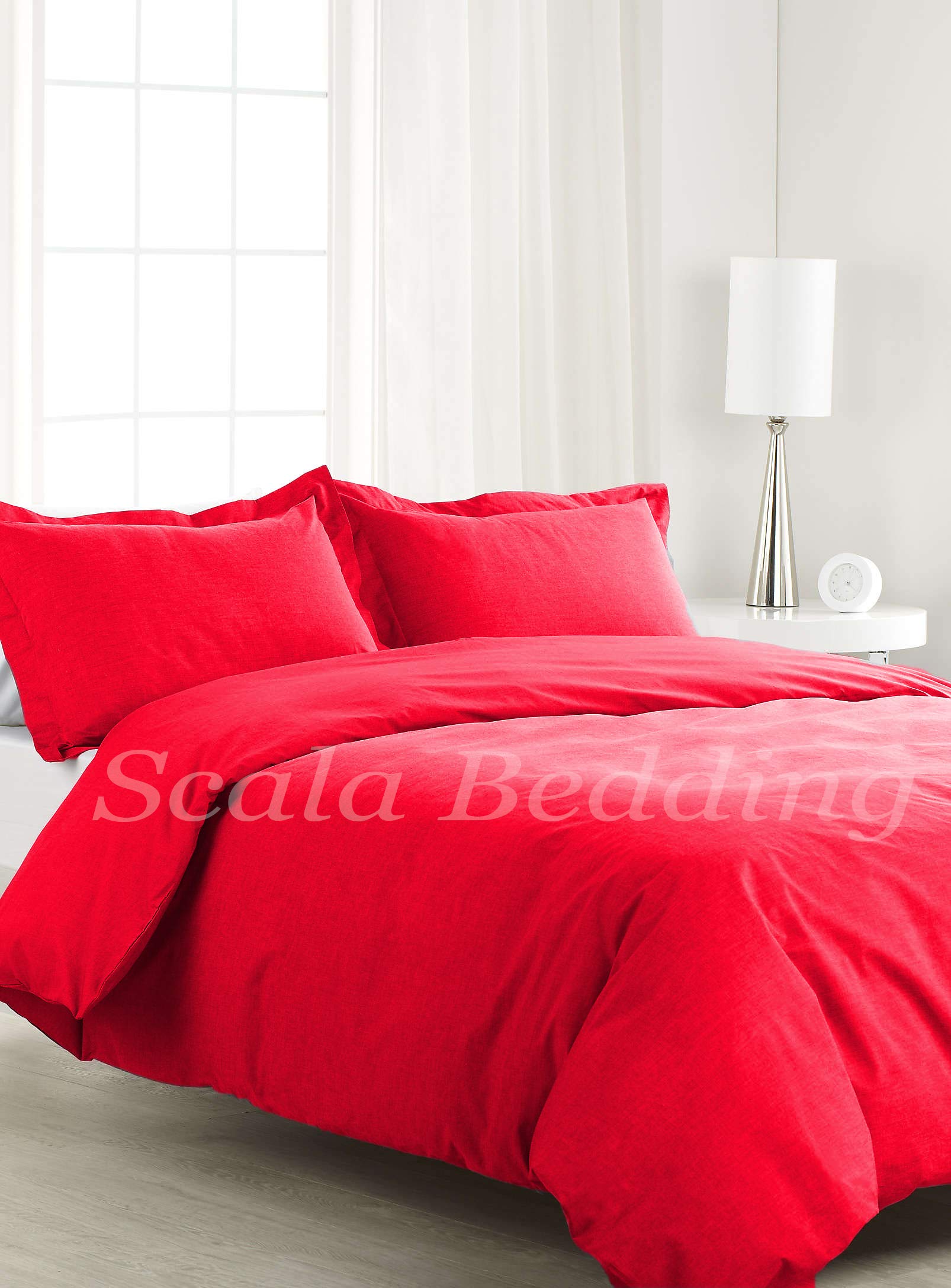 Housse de couette coton égyptien 600 fils rouge super king | Parure lit luxe