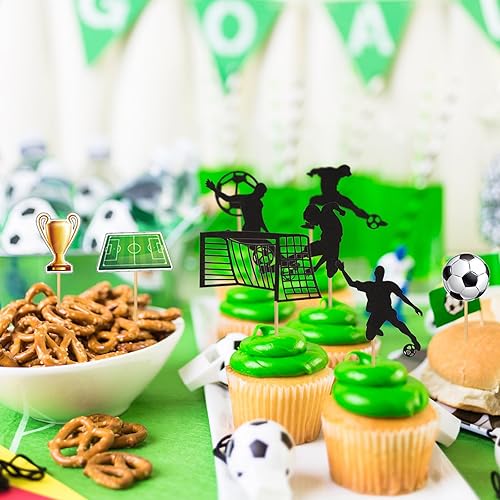 Miniatura 6 de 25 piezas de decoración para cupcakes de fútbol, decoración de pasteles con temática de fútbol americano para niños, decoración de cumpleaños,