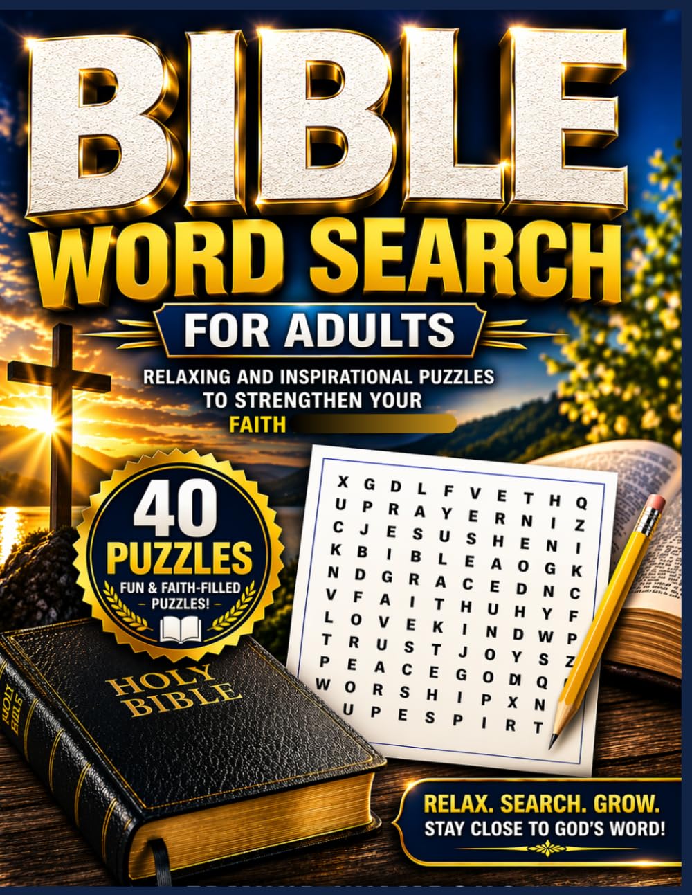 BIBLE WORD SEARCH FOR ADULTS: Relaxing and Inspirational Puzzles to Strengthen Your Faith