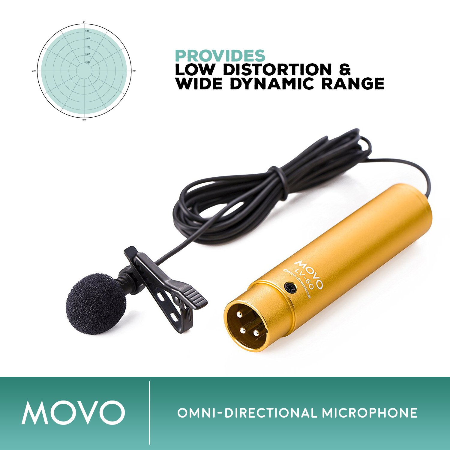 Amazon.com: Movo LV-6 Pro Grade Omnidirectional XLR Lavalier