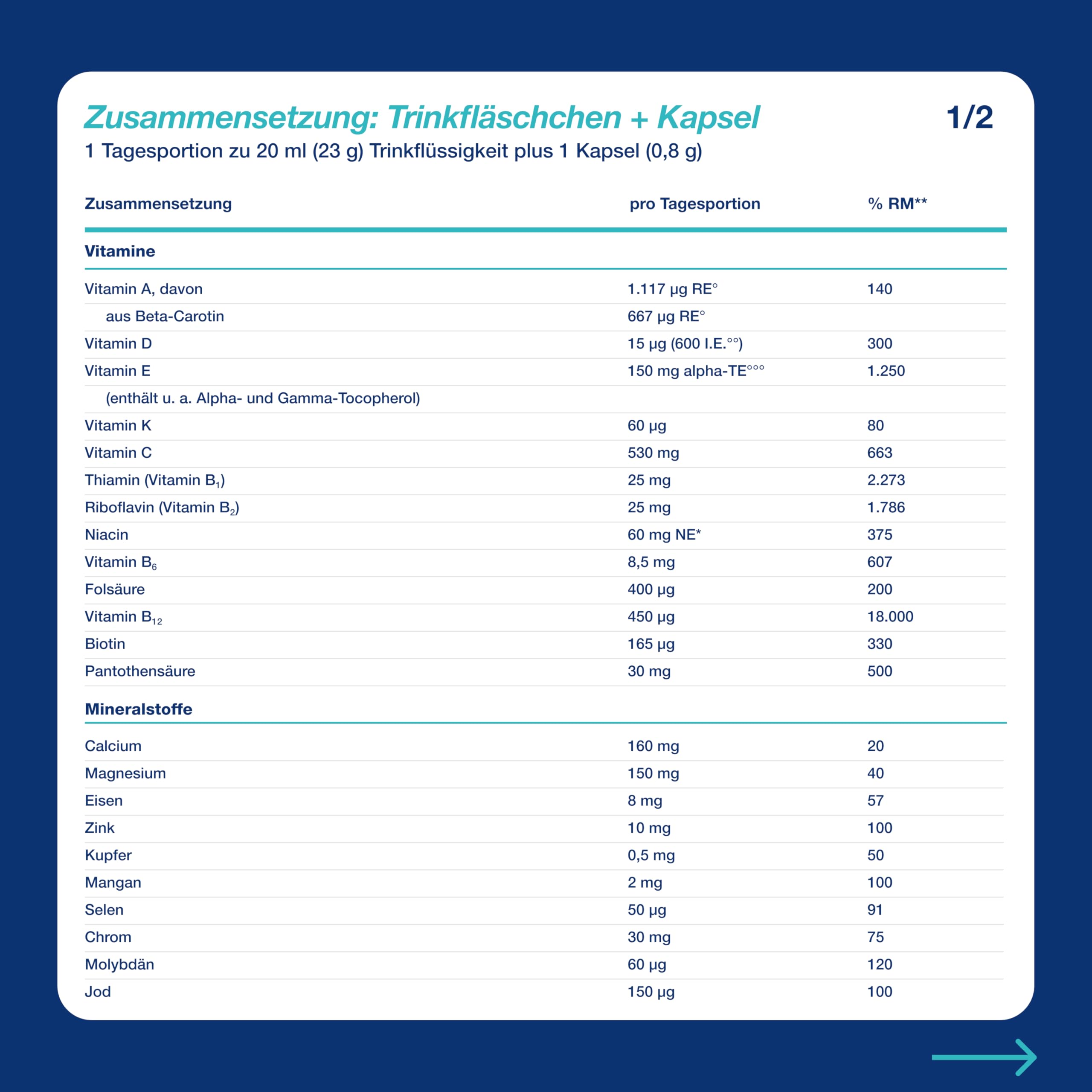 Orthomol Vital f - Mikronährstoffe für Frauen - bei Müdigkeit und Erschöpfung - mit B-Vitaminen, Omega-3-Fettsäuren und Magnesium - Trinkampullen/Kapseln à 30 x Tagesportionen