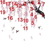 wondever Large Flower Tree Branch Wall Stickers Decor for Living Room Pink Cherry Blossom Floral Birds Wall Art Decals for Bedroom TV Wall (150cm*143cm)