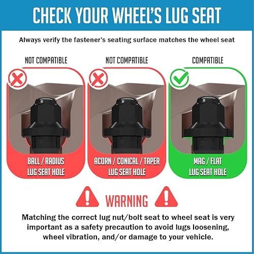 Miniatura 6 de Wheel Accessories Parts 24 tuercas de llanta estilo OEM M14x1.5 14x1.5 rosca OEM de 1.60 pulgadas de largo, color negro 1316 pulgadas de 0.827 in,