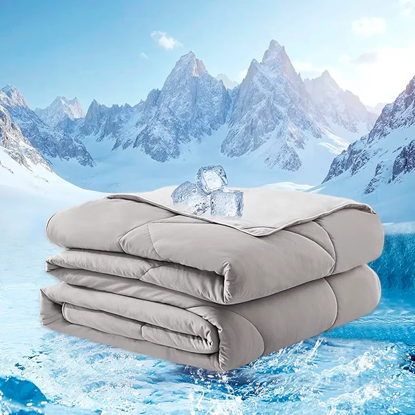 warmcloud Cooling Blanket Queen Size Cooling Blankets for Hot Sleepers Cooling Breathable Comforter Summer Thin Comforter Queen Size Bedding Cooling Duvet Light Gray and Dark Gray