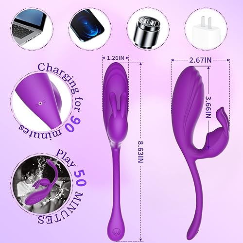 Miniatura 5 de Vibrador de conejo para el punto G del clítoris para mujeres, juguetes sexuales 2 en 1 para adultos, estimulador anal vaginal con 10 modos de