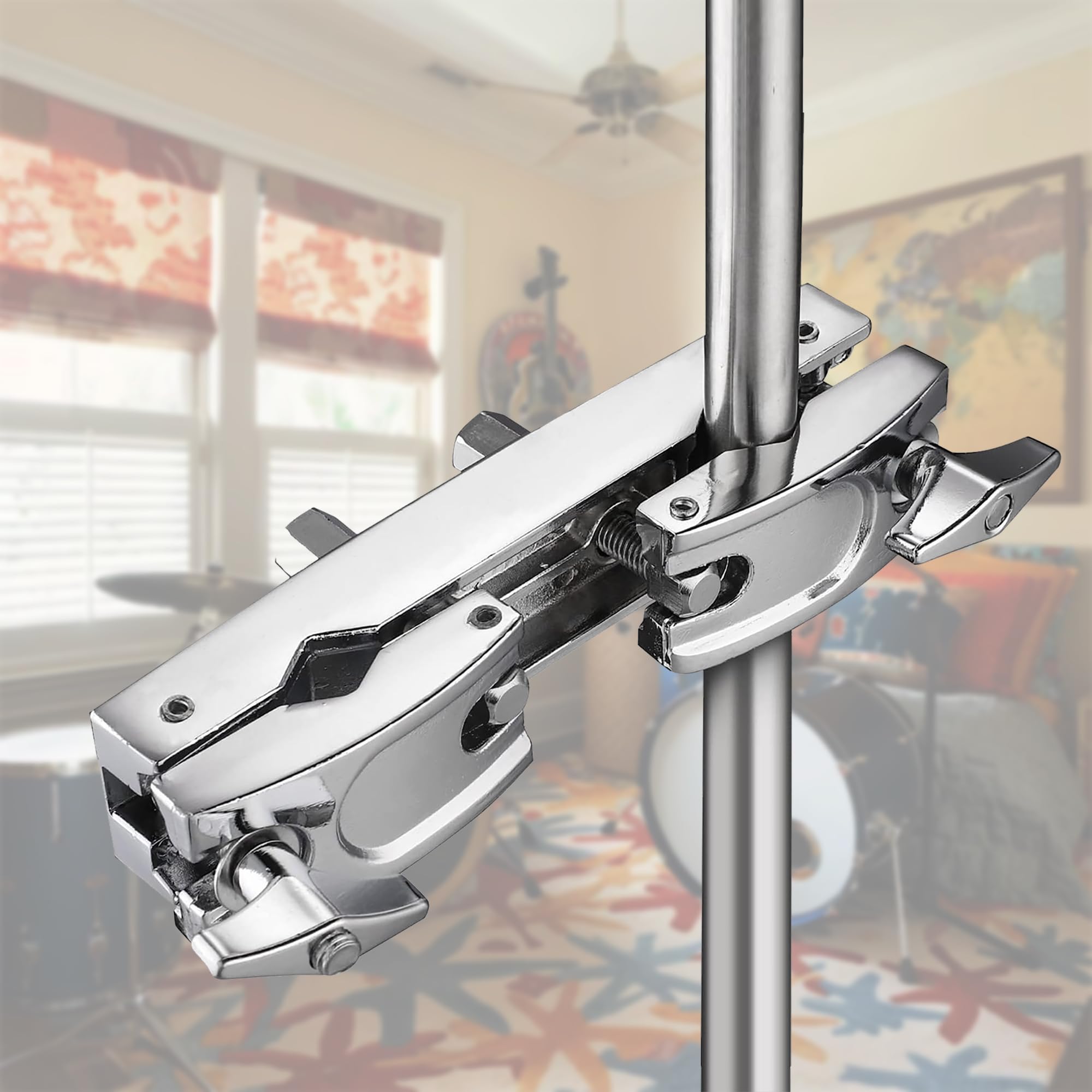 Musiin Silver Dual Drum Clamp with Adjustable Quick Release Structure, Crafted from Quality Stainless Steel Material - Image 4