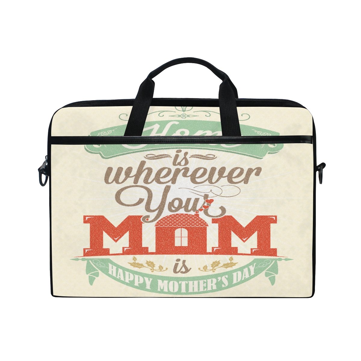 Happy Mothers Day 14 Inch Laptop Shoulder Messenger Bag Case Sleeve Briefcase with Handle for Women Men
