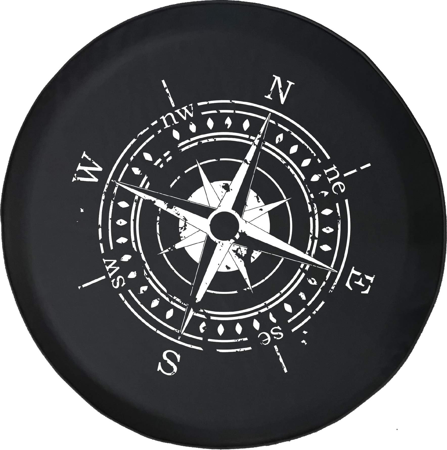 556 Gear Distressed Nautical Compass Travel fits SUV and RV Spare Tire Cover Camper Accessories Black 32 in
