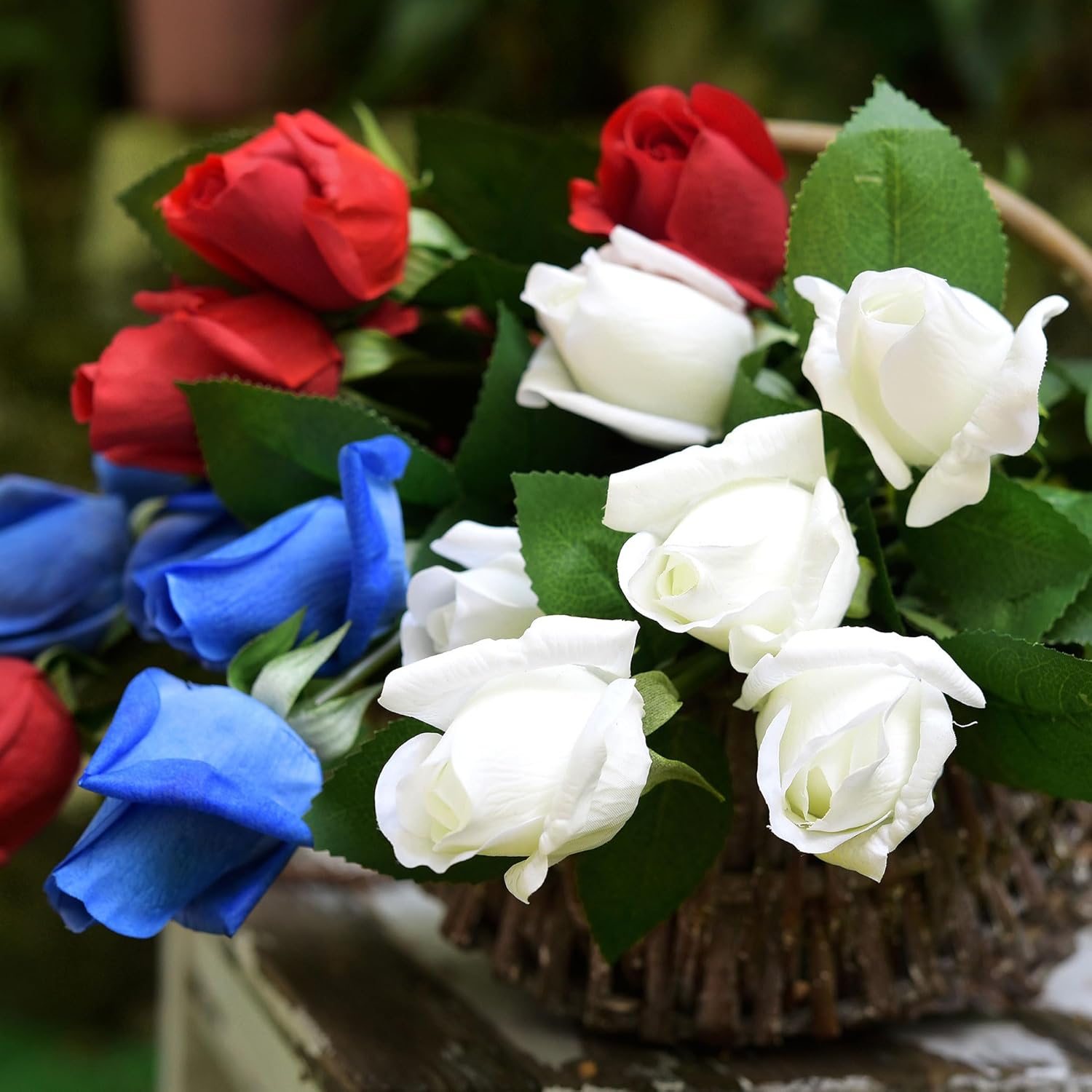 FiveSeasonStuff Classic White Long Stem 21'' Roses Real Touch Silk Artificial Flowers ‘Petals Feel and Look Like Fresh Roses' 12 Stems