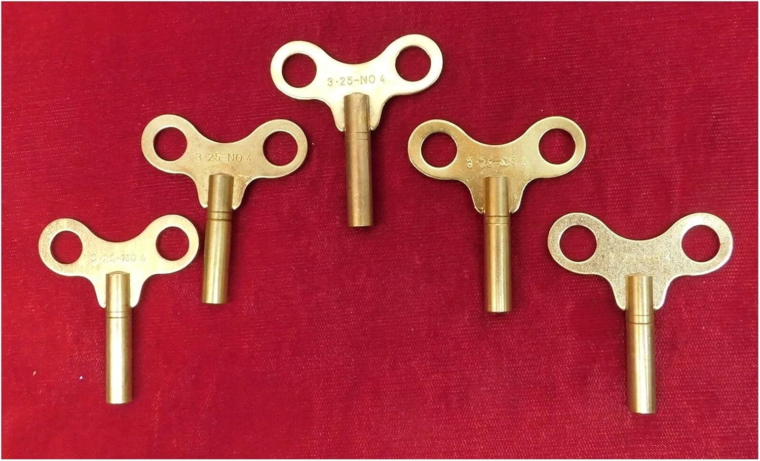 Clock Winding Keys Solid Brass3.25 mm 4 New Savers Lot Number 4 Size Set of 5 USA