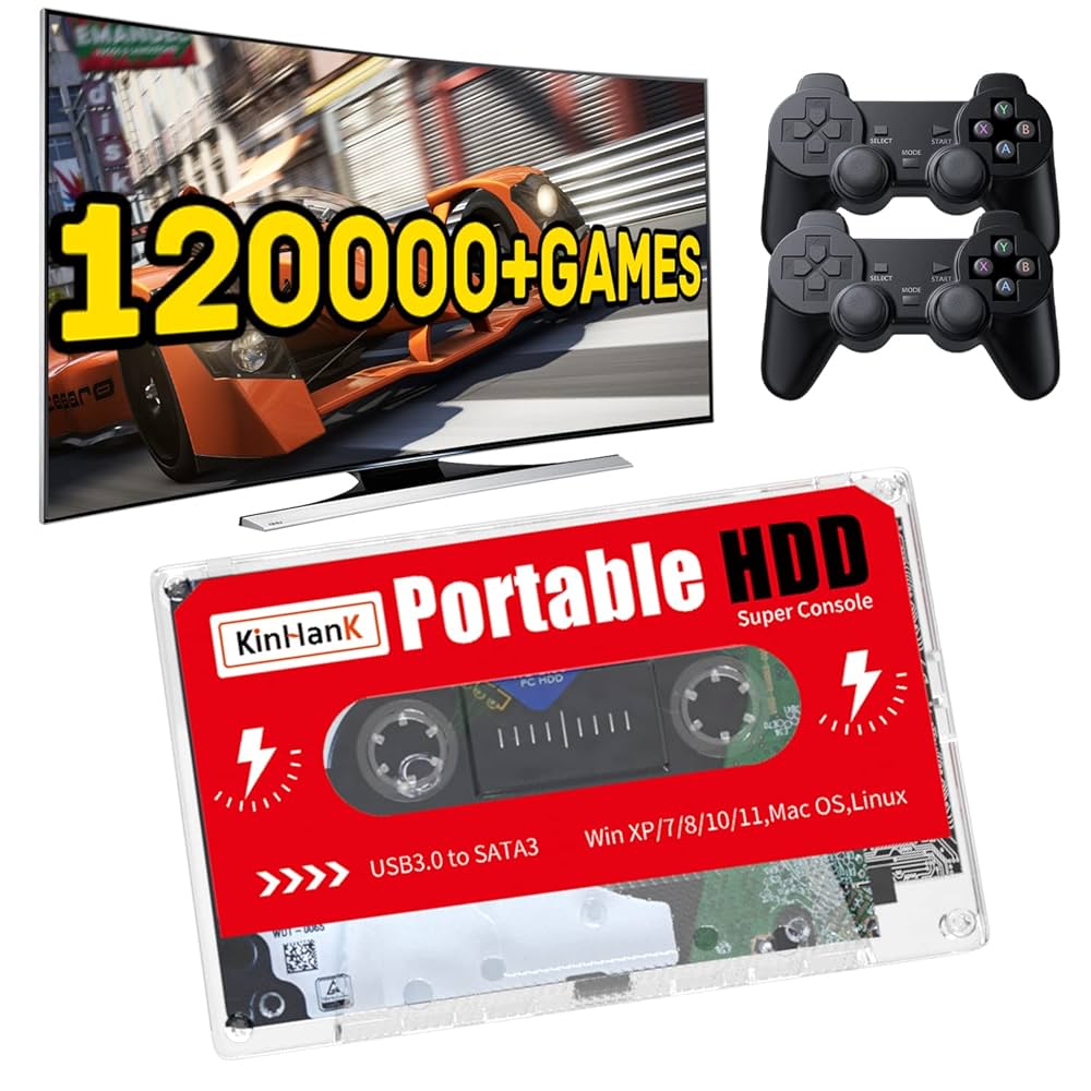 その他 mamKINHANK SuperConsole 2TBHDD KINHANK Super Console 2T Portable Retro Game HDD With 120000