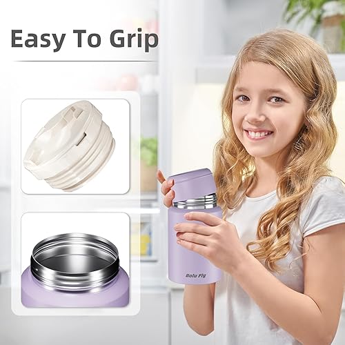 Miniatura 4 de Contenedor de alimentos aislado de 18 onzas con cuchara y bolsa aislada, termo de sopa para alimentos calientes, retención de calor de 10 horas,