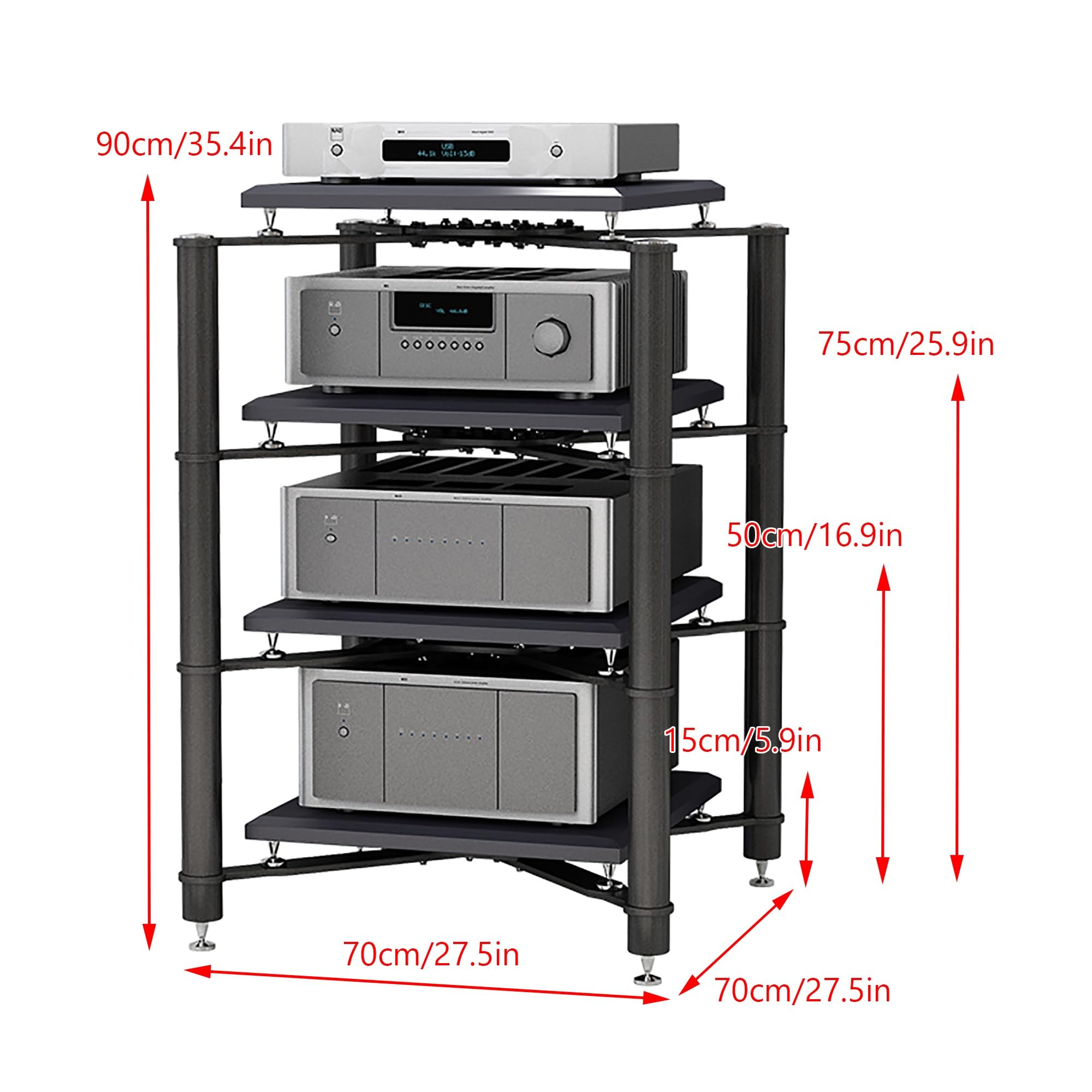 Supporto multimediale angolare a 4 livelli per videogiochi e giradischi, centro di intrattenimento con design moderno salvaspazio per console e accessori