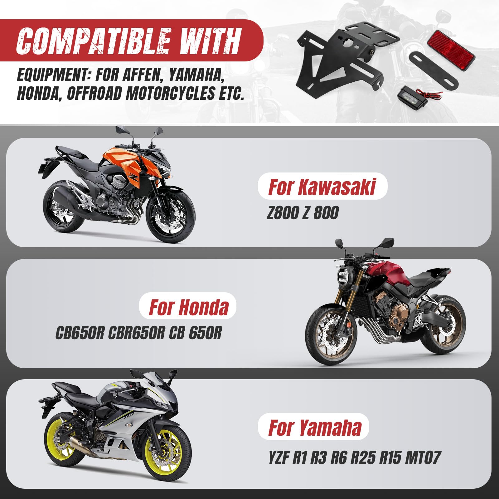 Supporto Per Fanale Posteriore Targa Per Moto, Porta Targa Moto Con Luci A LED, Portatarga Moto Universale In Lega Di Alluminio, Telaio Targa Per Indicatori Di Direzione Regolabile Per Moto