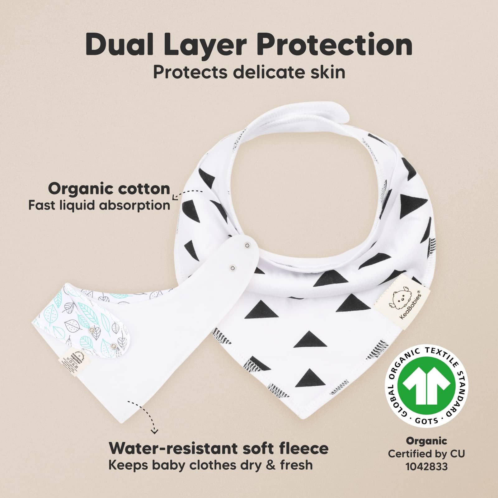 KeaBabies Baby Bandana Drool Bibs - Bandana Bibs For Boys, Girls by - Super Absorbent Bandana Drool Bibs - Teething Bibs - Organic Cotton Baby Bibs For Infant, Toddler - 8 Pack Bibs Set (Grayscape)