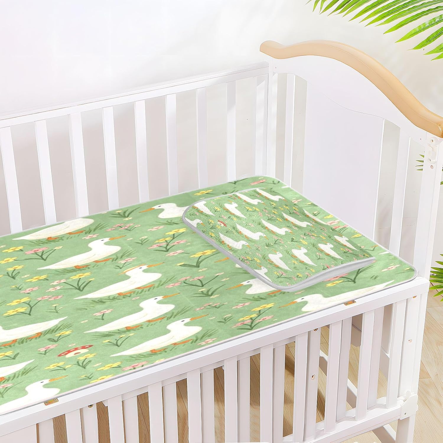 Cooling Baby Mattress Protector 28" x 52" Reusable Funny Animal Lover Silly Gooses Pads for beds for Kids, Adult