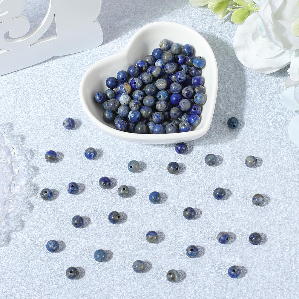 PONABEADIY 1 Box 6MM 120PCS Natural Lazuli Beads with Holes Deep Blue Round Gemstone Smooth Polished Loose Spacer Bead Bulk for Jewellery Making Earrings Bracelet Necklace Decor DIY Craft Supply - Image 3