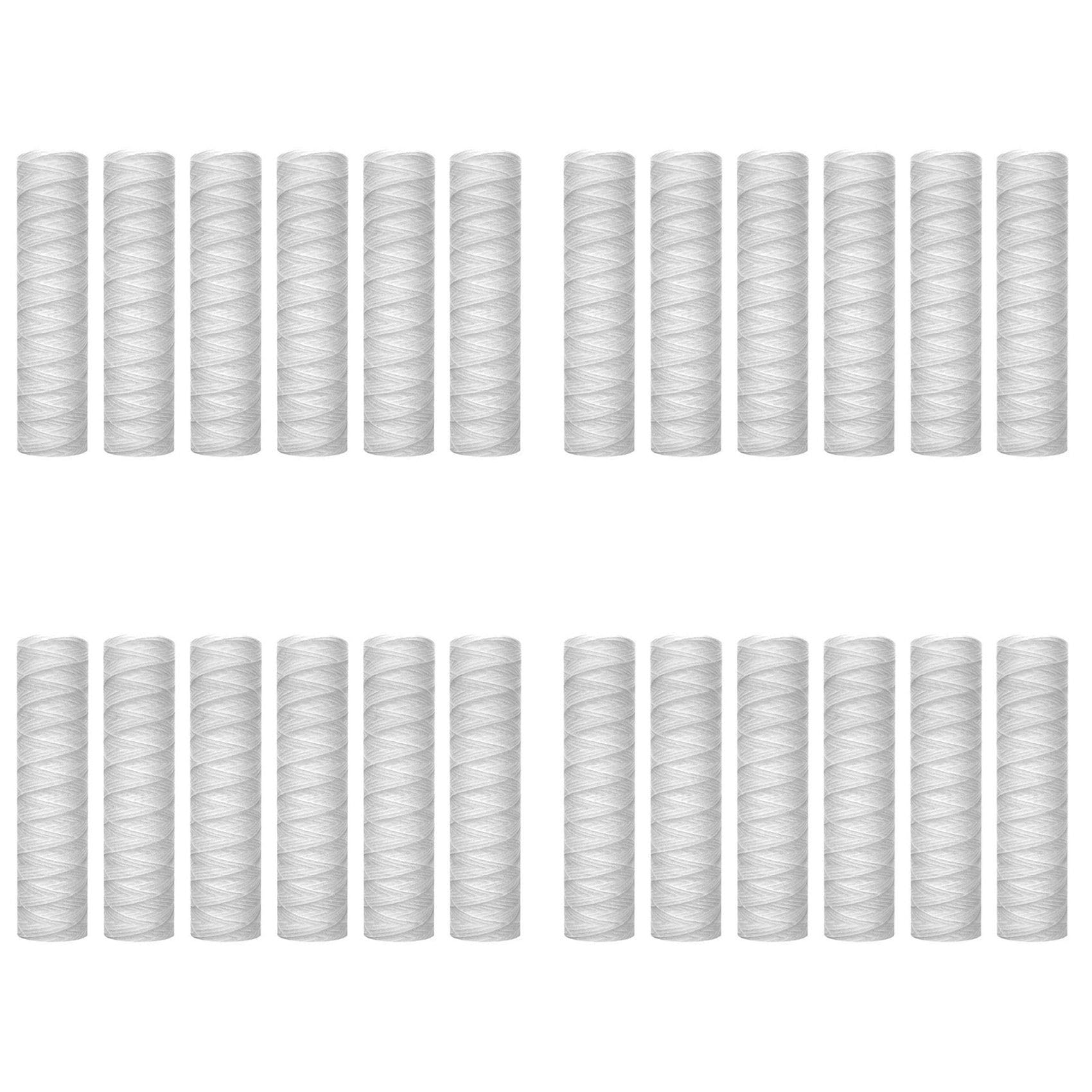 Cartuccia Filtro Acqua per Sedimenti Avvolti nel Filo da 10 Micrometri, Confezione da 24, Filtrazione di Sedimenti per Tutta La Casa, Universale
