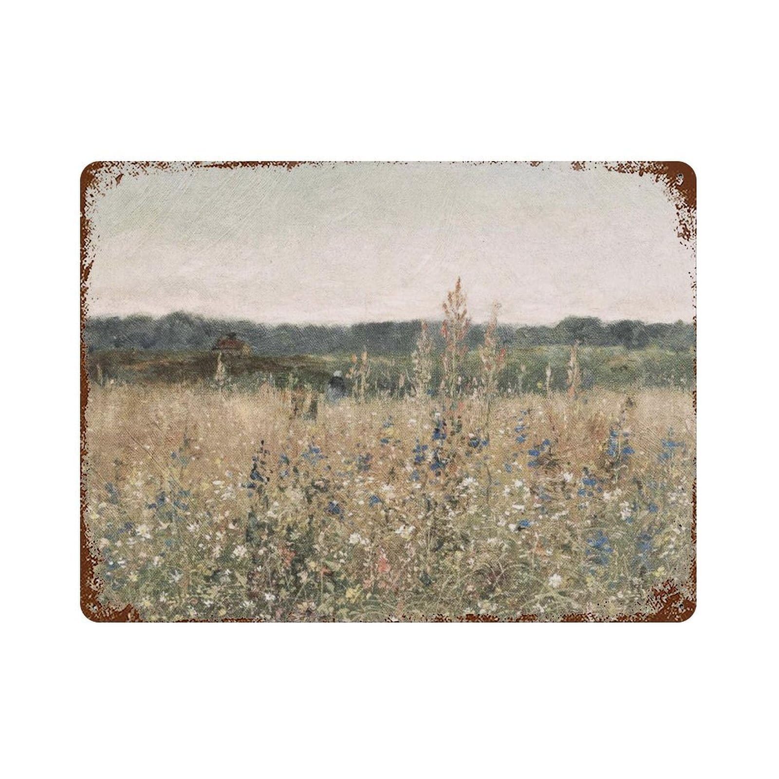 xiaoxiaoshen Summer Scenery in The Countryside, Pink Wildflowers in Spring Wall Decor Art Metal Tin Poster Modern Home Decor Art Home Bar Shop Decorations Vintage Sign 30x40cm