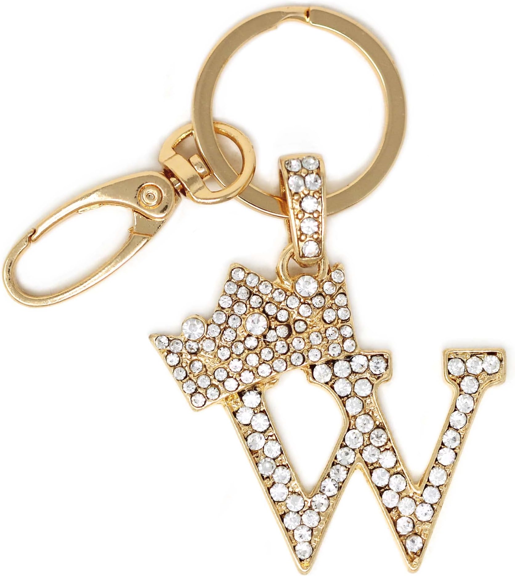 Rhinestone Stud Initial Letter Charm Keychain, Key Ring, Bag Charm