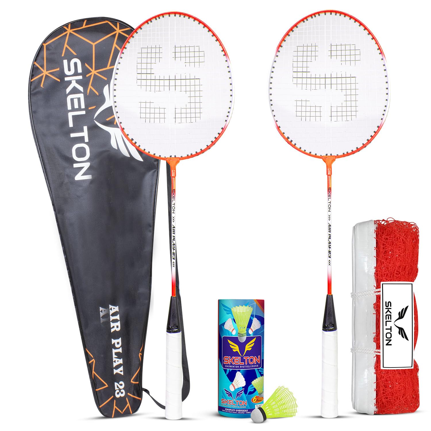 Skelton Aluminum Badminton Light Weight Racquet,Shuttle, Net | Pack of 5 | (Orange) (B0CB4NL1ZF) Amazon Price History, Amazon Price Tracker