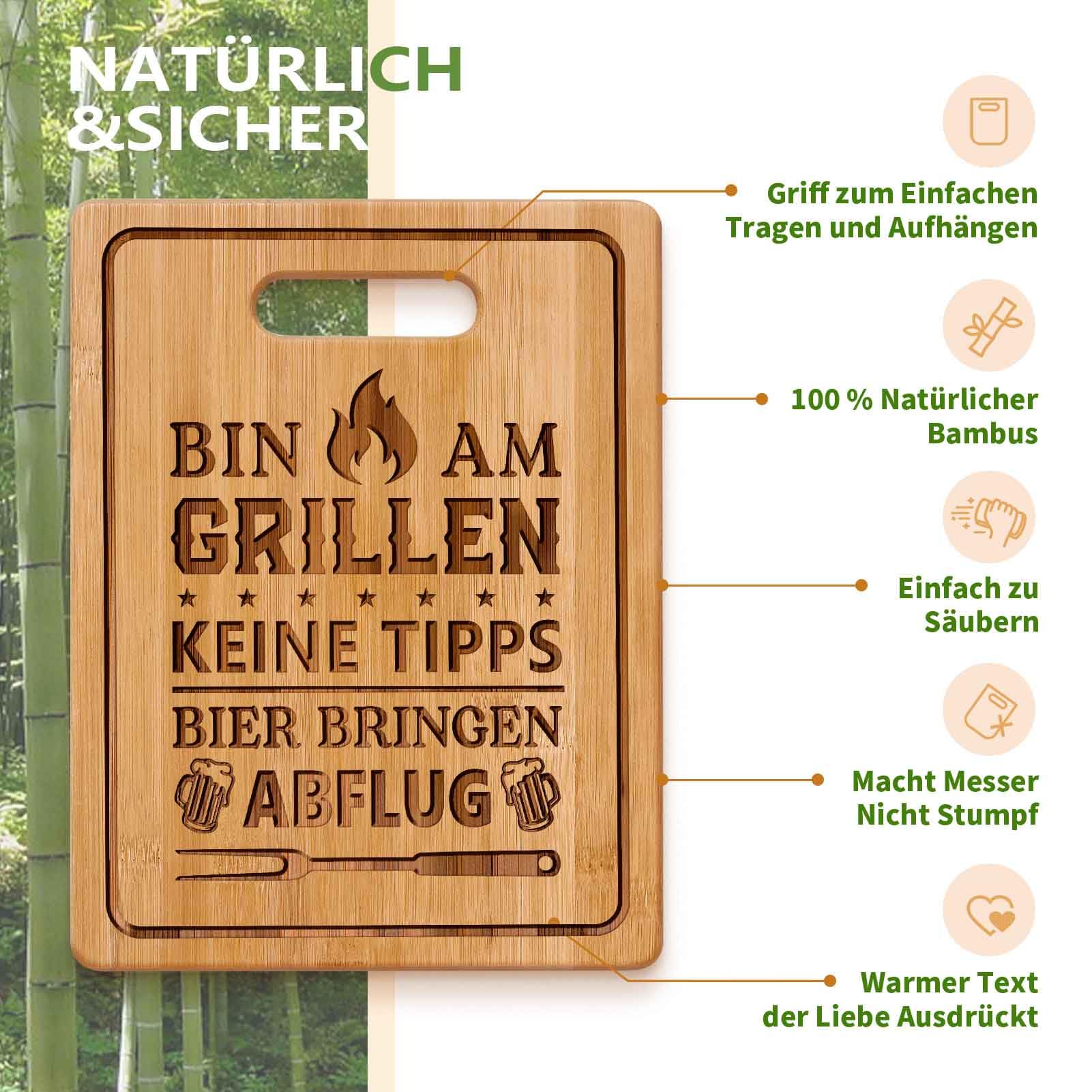 CheriGift Geschenke für Männer, Grill Bambus Schneidebrett für Männer, Lustige Geschenke für Papa Opa Geburtstag Vatertagsgeschenk
