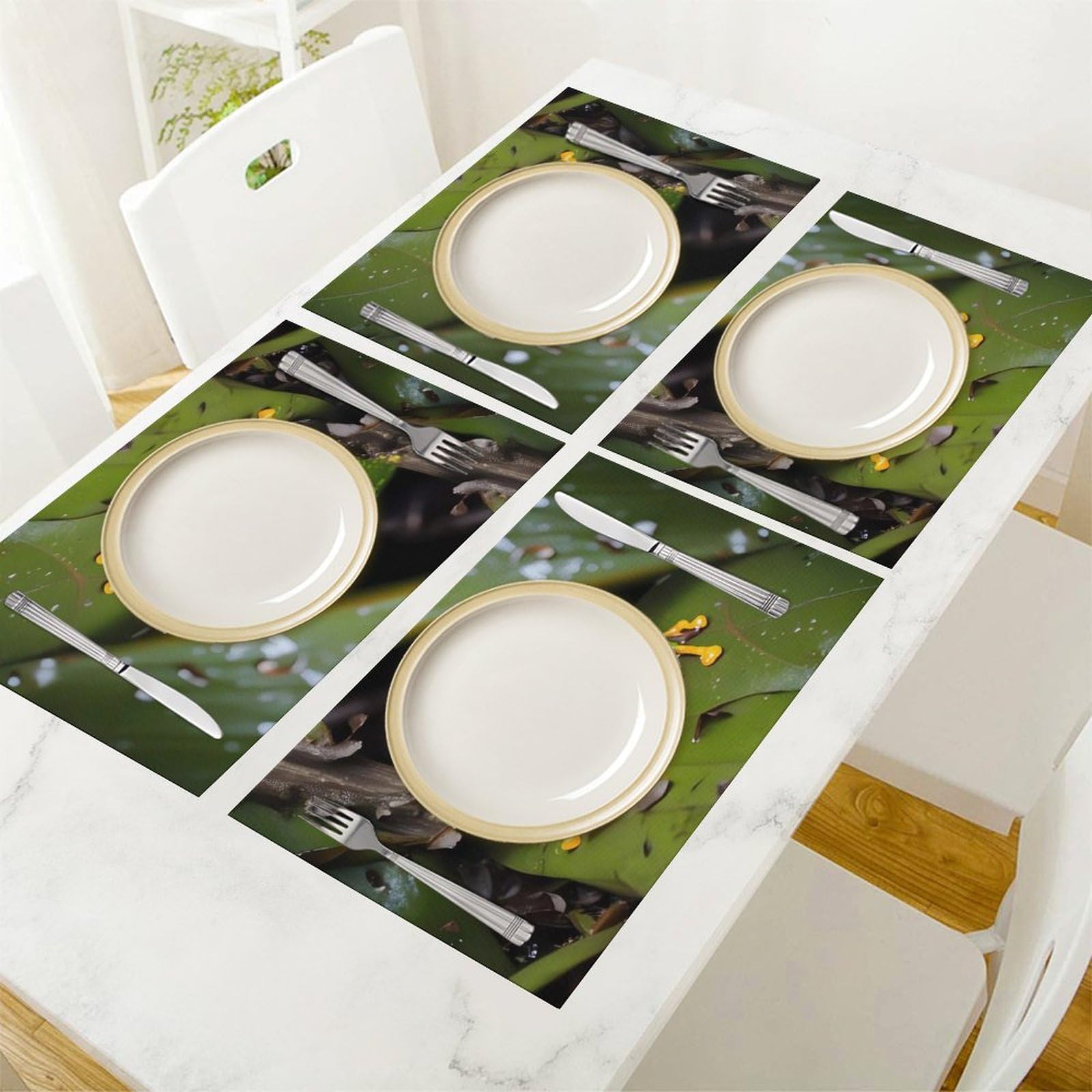 Set di 6 tovagliette all'americana in PVC, lavabili, resistenti al calore, antiscivolo, impermeabili, per interni ed esterni, tavolo da pranzo, cucina, feste e vacanze