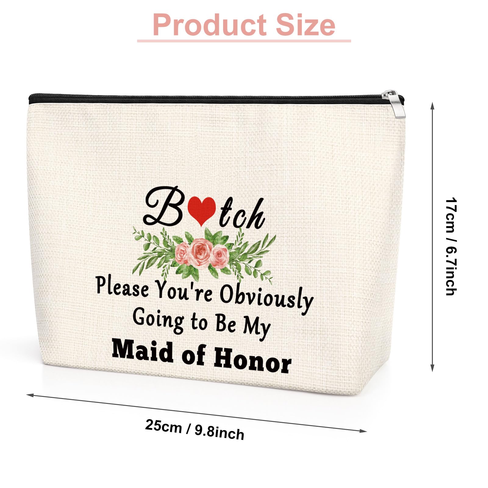 Bridesmaid Gift Maid of Honor Makeup Bag Wedding Gift for Bridesmaid Bridal Shower Gift Bachelorette Party Gift for Best Friend Sister from Bride Bridal Party Gift Travel Cosmetic Pouch - Image 2