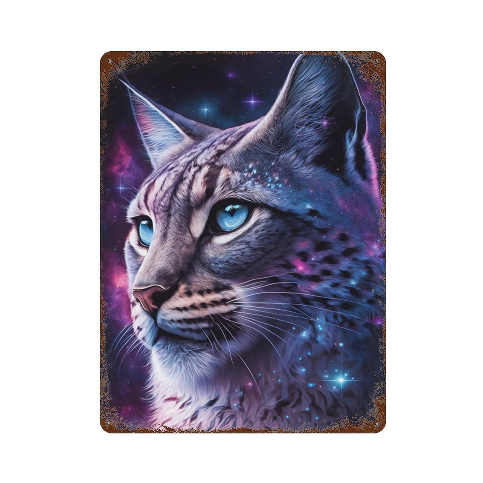 Cosmic Cat Portrait Retro Metal Sign 15.7"x11.8", Ideal for Cafe, Home Bar And Lounge Decor