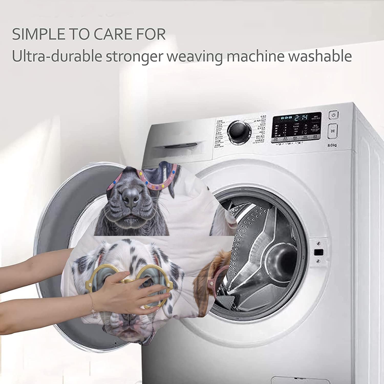 Trapunta Letto Singolo 4 Stagioni Piumone per Bambini, Cane Indossava Occhiali Sole Leggero Semplice Animale Set di Biancheria da Letto 140x200cm con 1 Federe,Piumino Lavabile In Lavatrice