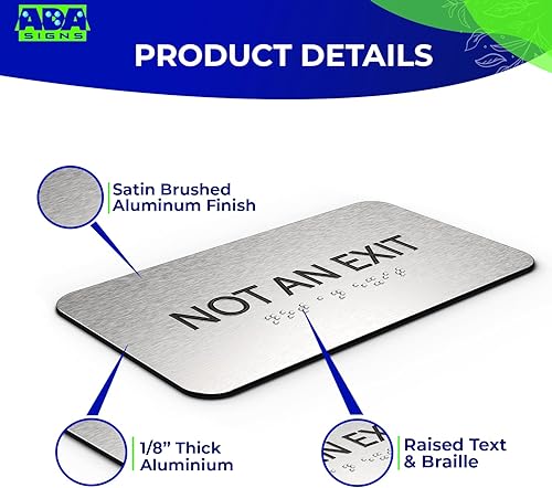 Miniatura 10 de Letrero de habitación de equipamiento para negocios, letreros de oficina, aluminio plateado cepillado, a prueba de manipulaciones, cinta de montaje