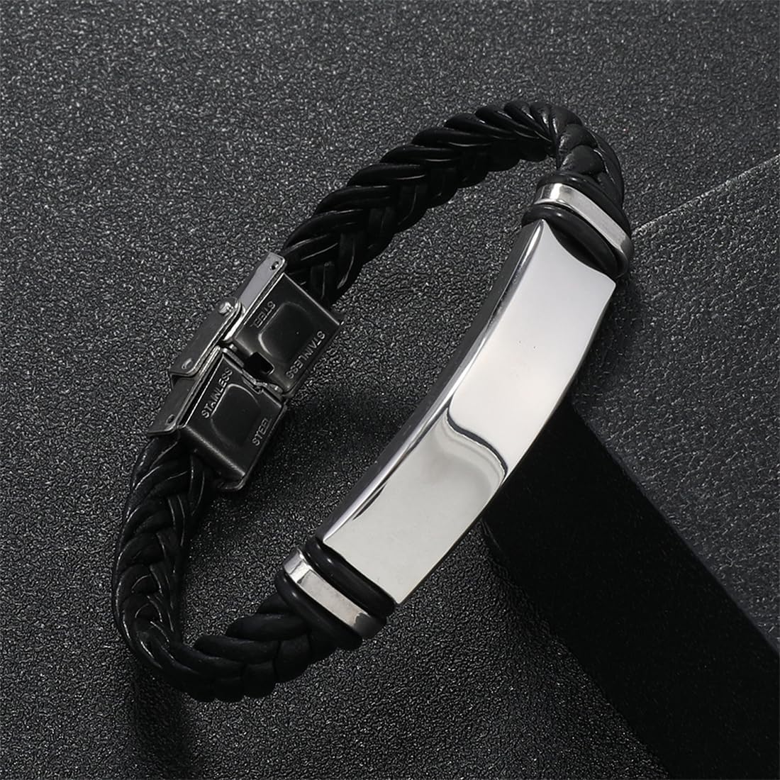 2Pcs Shema Israel Prayer Bracelet for Men Women,Stainless Steel & Braided Leather Bracelet Bangle with Hebrew Jewish Blessing Sh'ma Israel Jewelry Gift for Him Her - Image 5