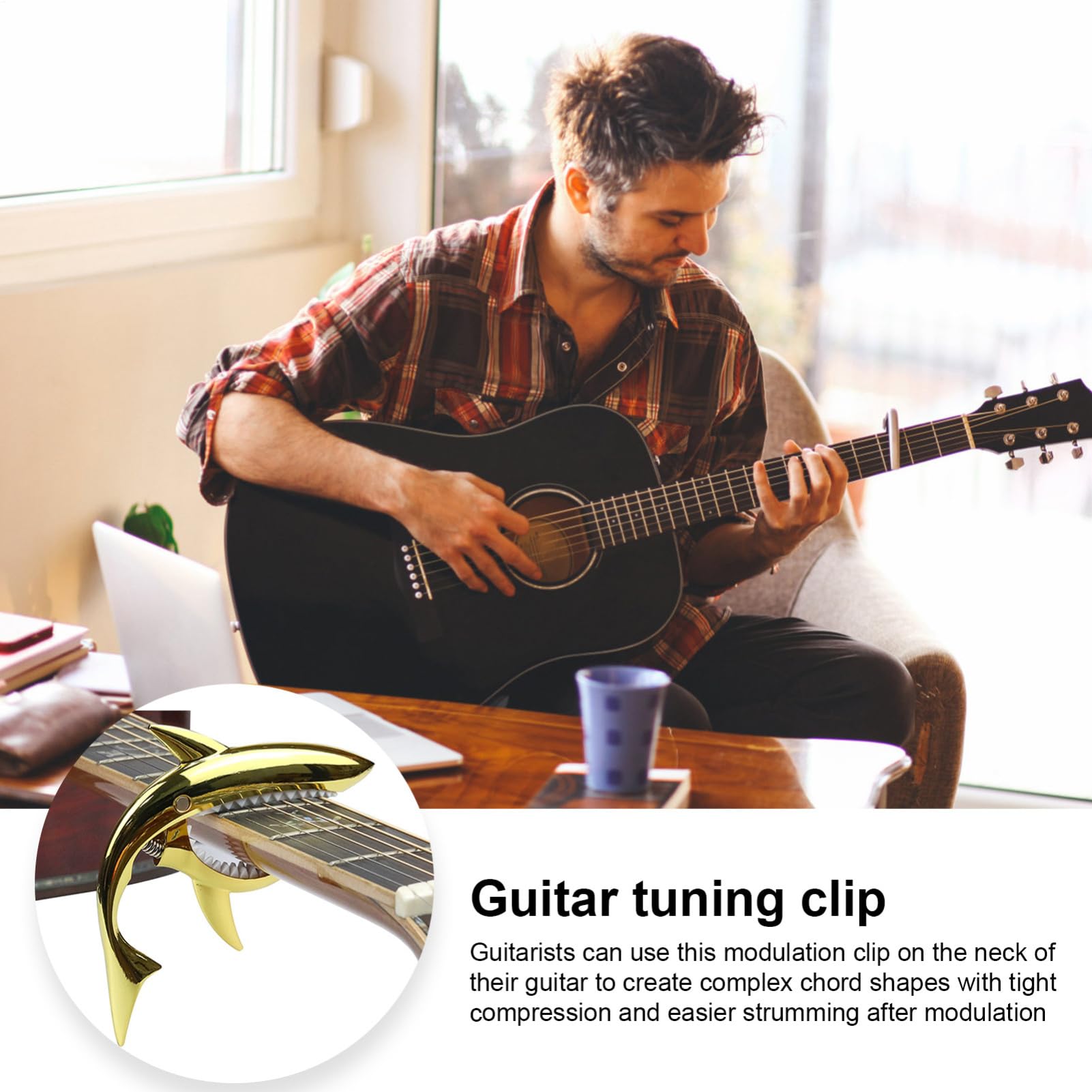 Changeur de clé en métal – Clip de guitare en forme d'aileron de requin, équipement musical unique en forme d'animal avec coussin en silicone souple, prise en main ergonomique à dégagement rapide