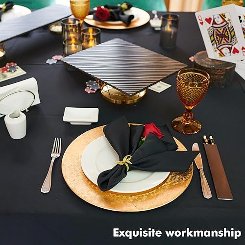 Miniatura 2 de Fixwal Paquete de 8 manteles rectangulares color negro para mesa rectangular, 60 x 102 pulgadas, manteles de tela de poliéster rectangulares,