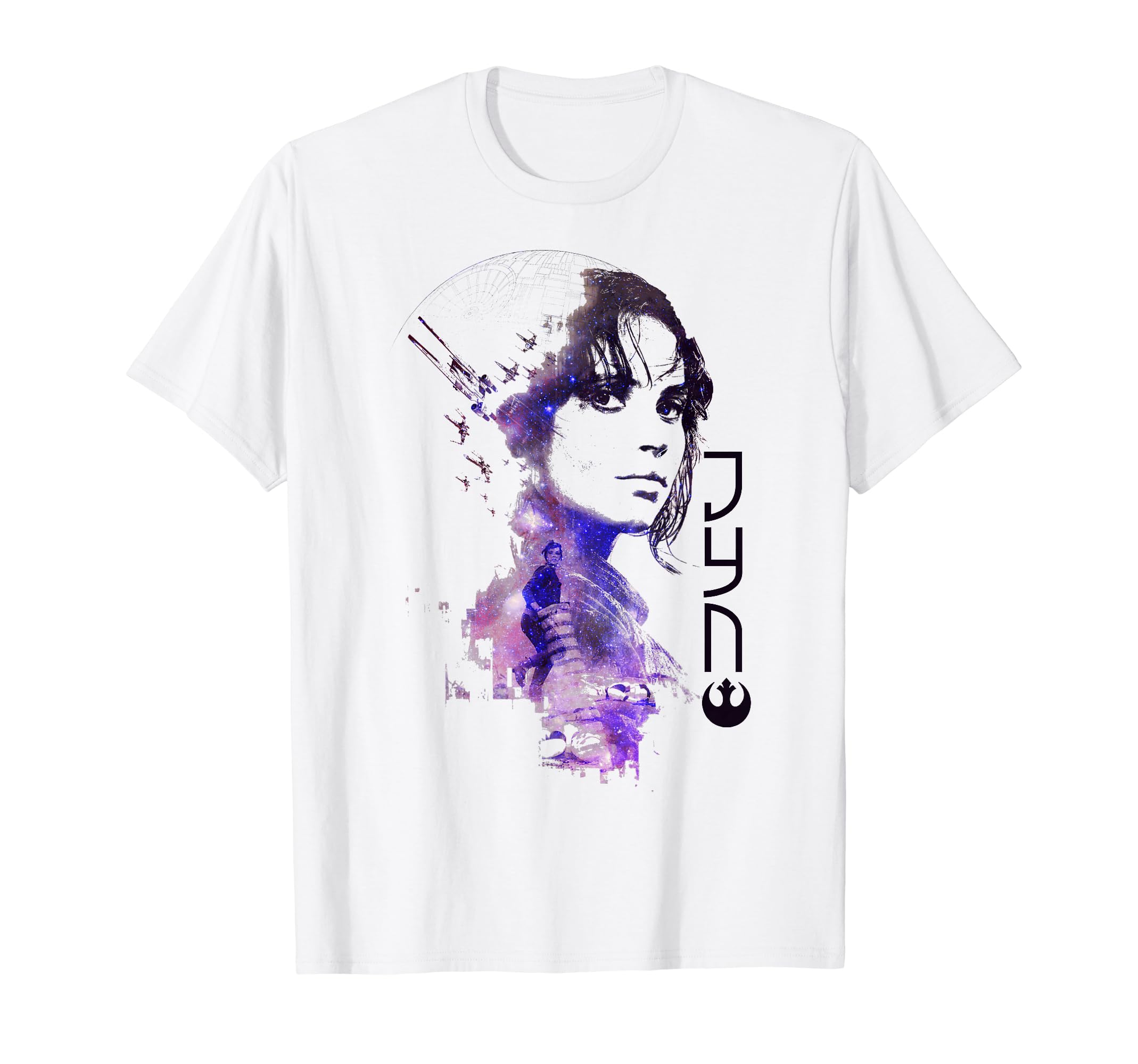 Star Wars Rogue One Jyn Fade Death Star T-Shirt, Black
