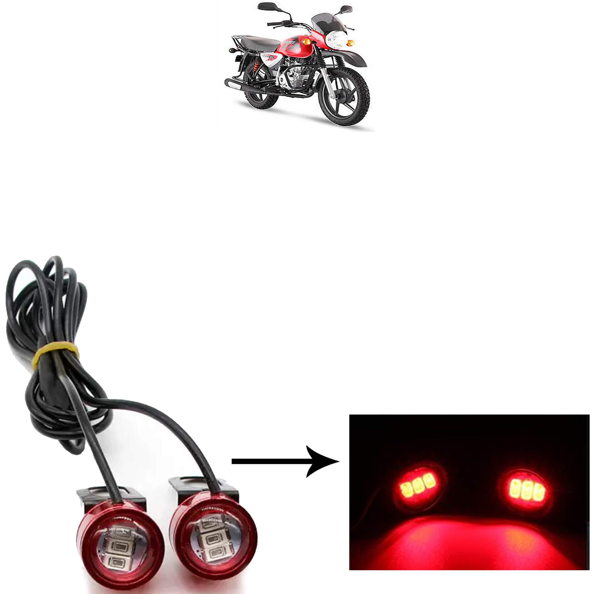 Vagary Motorcycle Led Strobe Flash Warning Brake Light Lamp 12v Spotlight RED for bajaj boxer-image-11