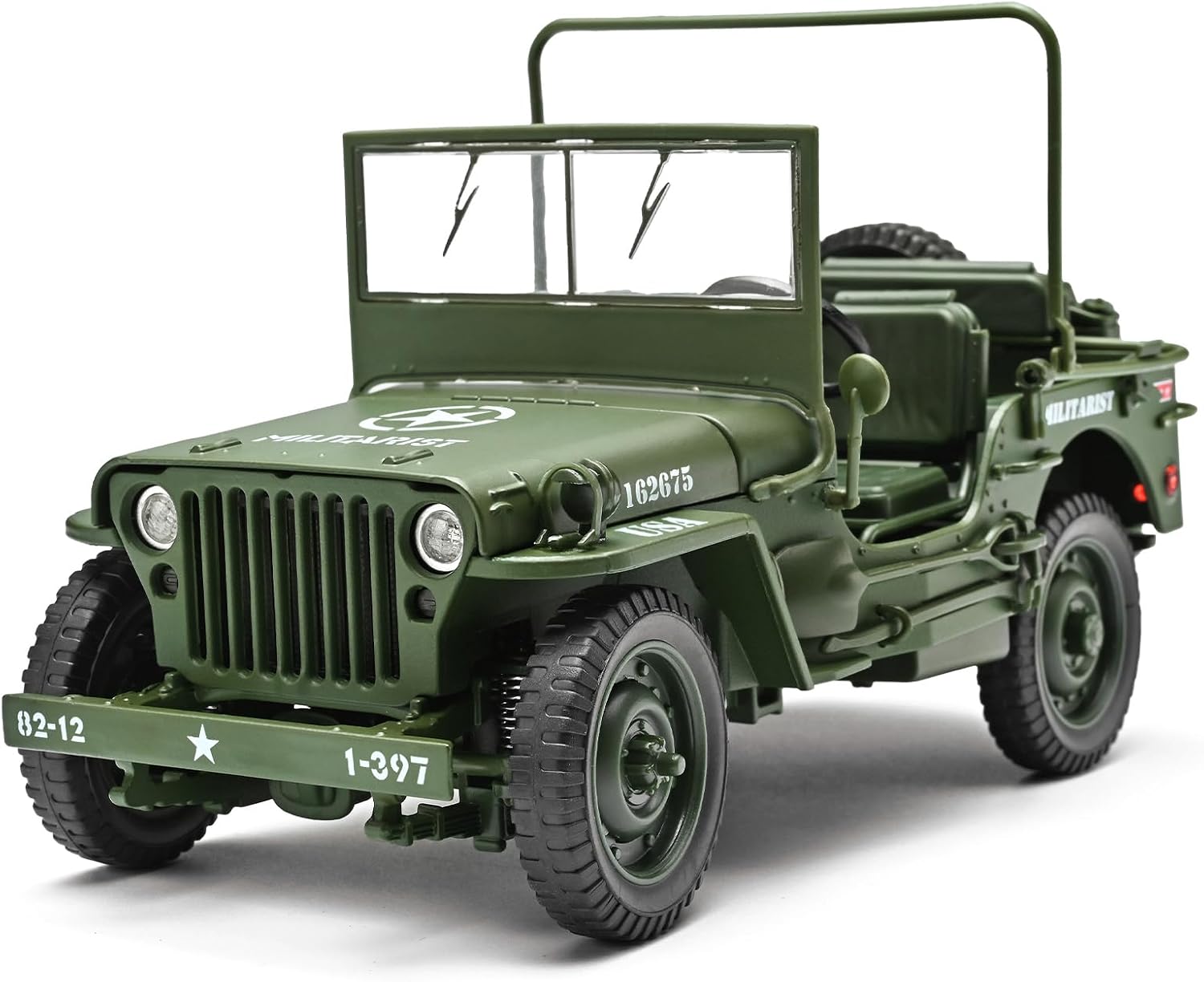 RZAPE 1:18 Willys Military Vehicle Collectible - Die-Cast Alloy Car Model,Authentic War Vehicle Model for Display & Veteran Tribute,Gift for Adult