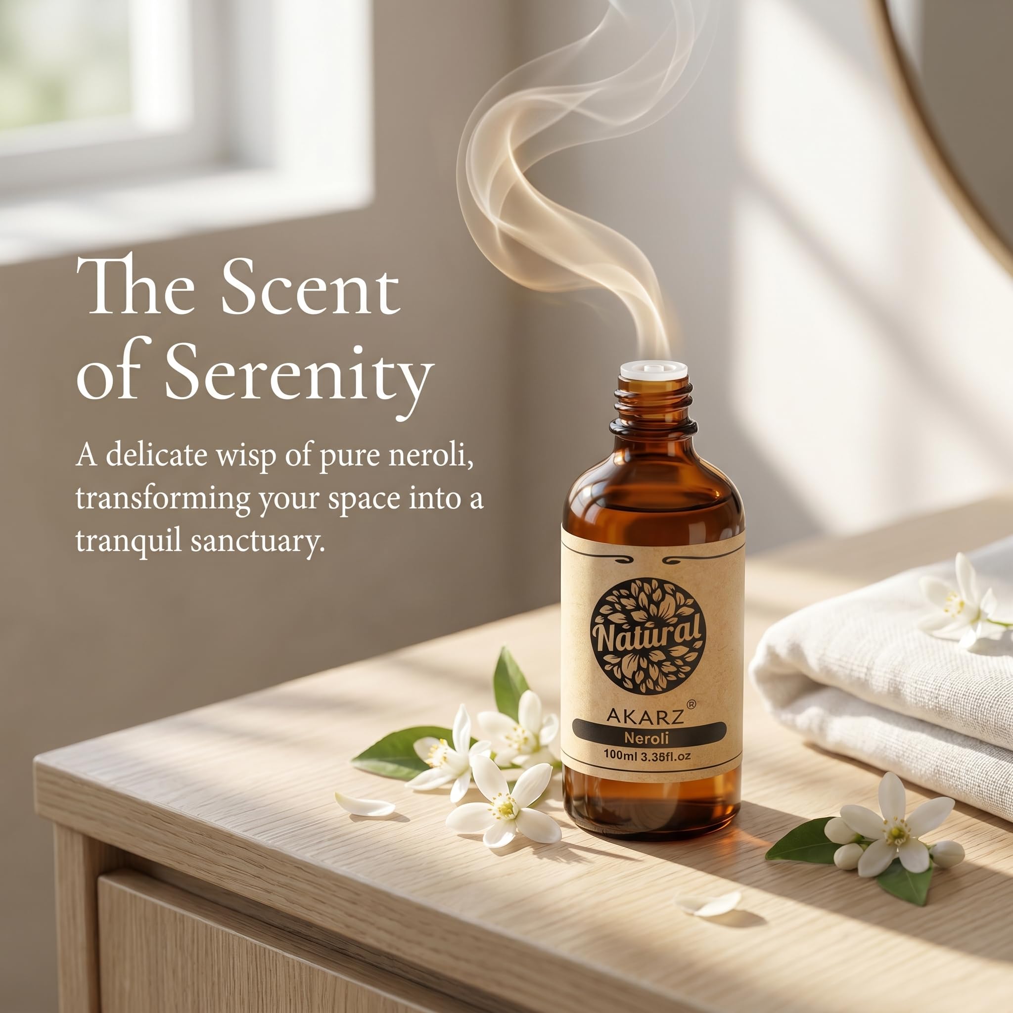 AKARZ 100ml Olejek esencjny z Neroli - Naturalny olejek aromatyczny do dyfuzorów, lamp aromatycznych i aromatów pomieszczeń