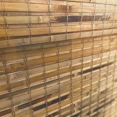 Miniatura 5 de MOOD Persianas de bambú personalizadas, naturales, persianas romanas de bambú inalámbricas para ventanas y puertas (tejido natural) | madera natural