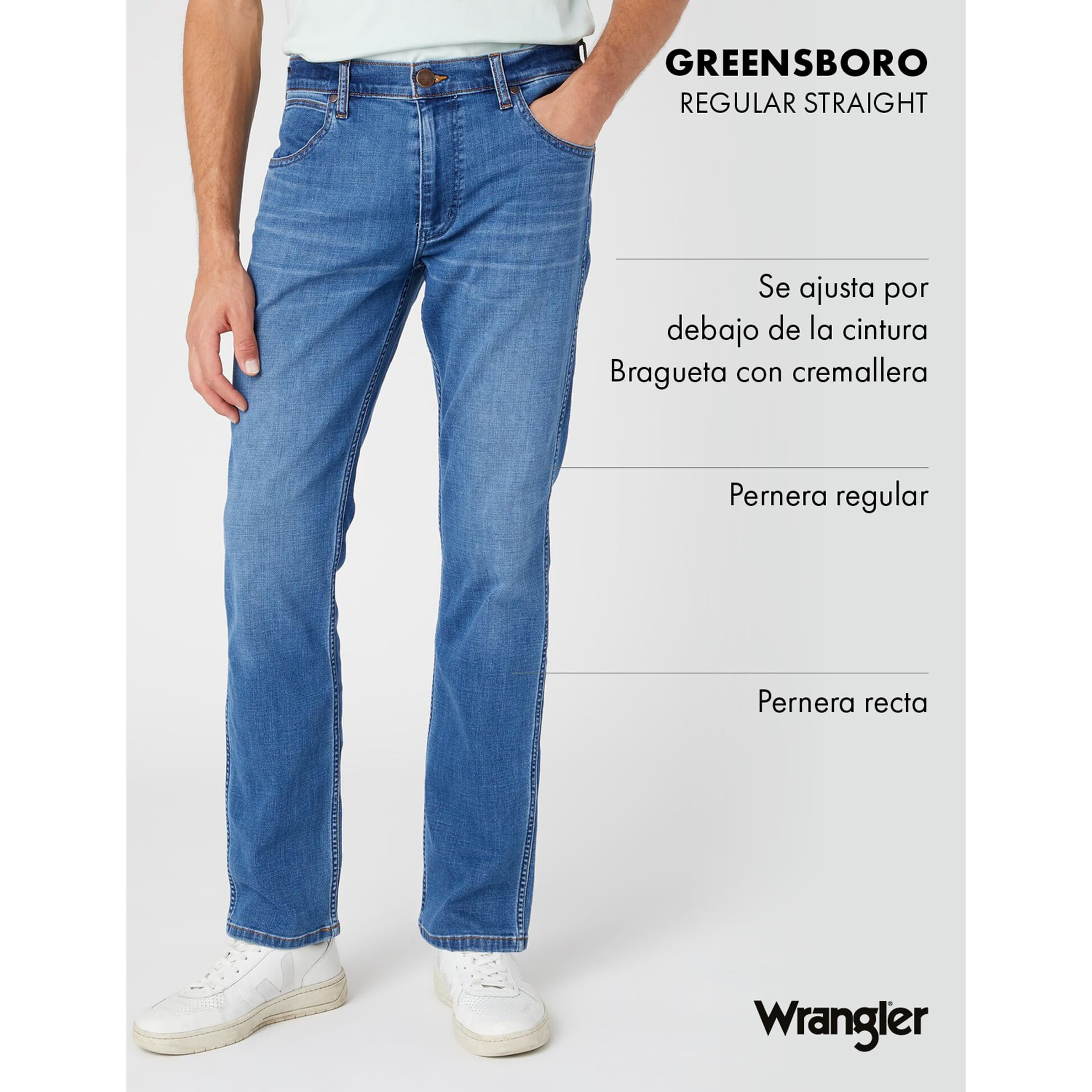 Wrangler - Jeans Hombre - Corte Recto Regular - Greensboro - Black Back