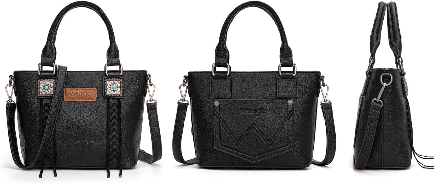 Wrangler Tote Bag for Women Crossbody Purse Fringe Western Purse Vintage Top Handle Handbags