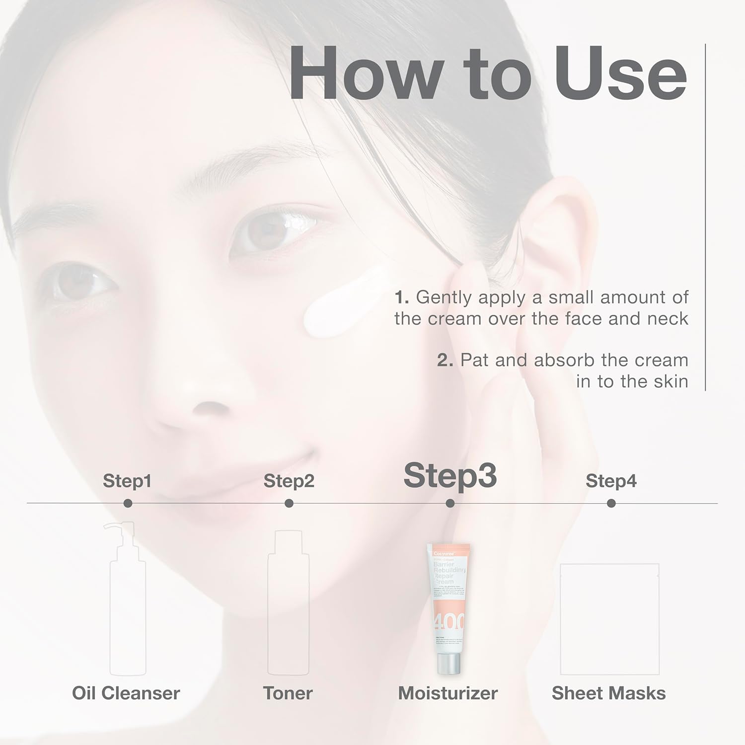 COSYUREE Collagen + PDRN Repair Cream, Moisturizer for Hydrating & Pore Care & Blemish Care, Korean Vegan Skin Care for All Skin Types, 50ml (1.69 fl oz) - Image 6