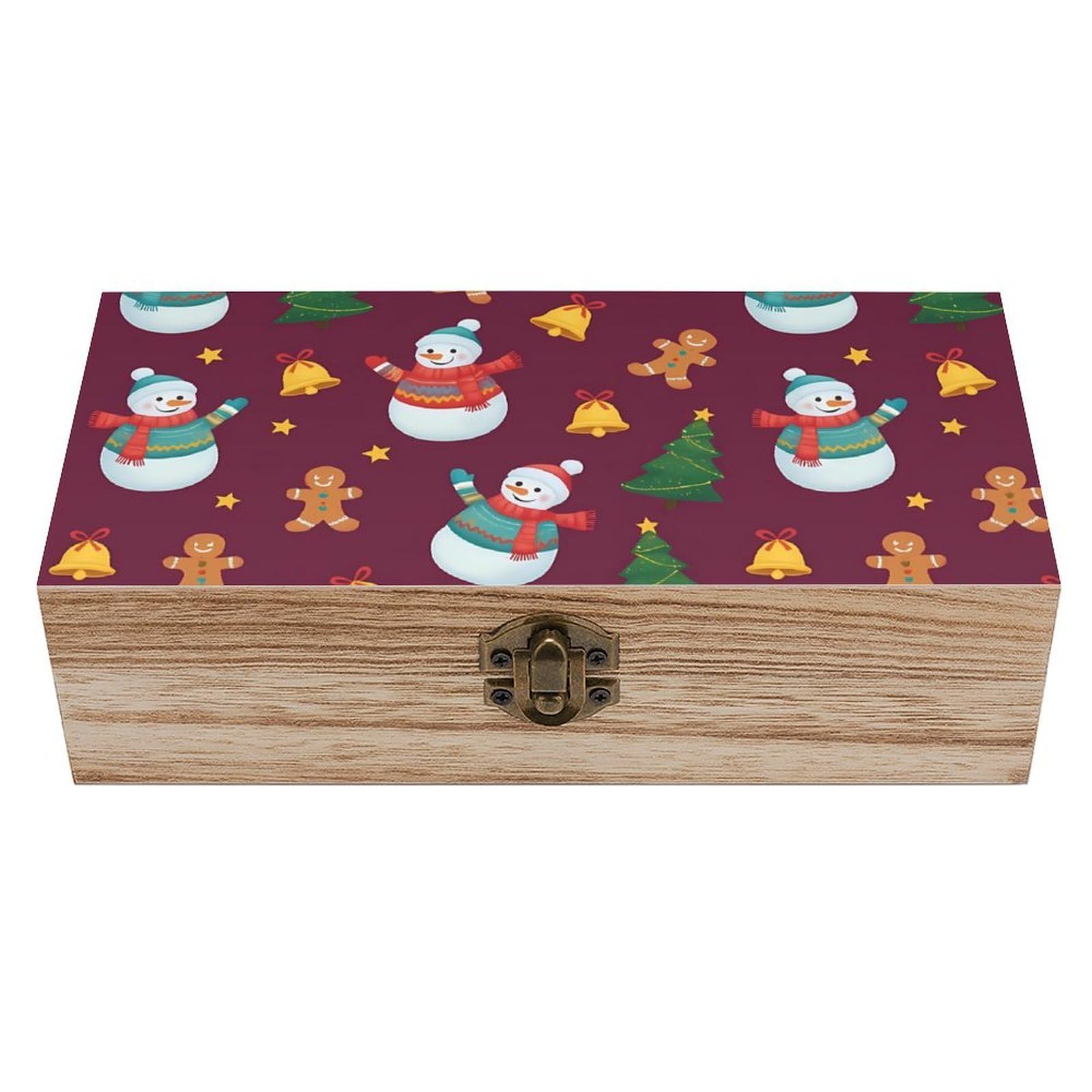 Oudrspo Xmas Snowmen Gingerbread Men Retro Wooden Storage Box Keepsake Jewelry Decorative Art Storages Box Gift Boxs