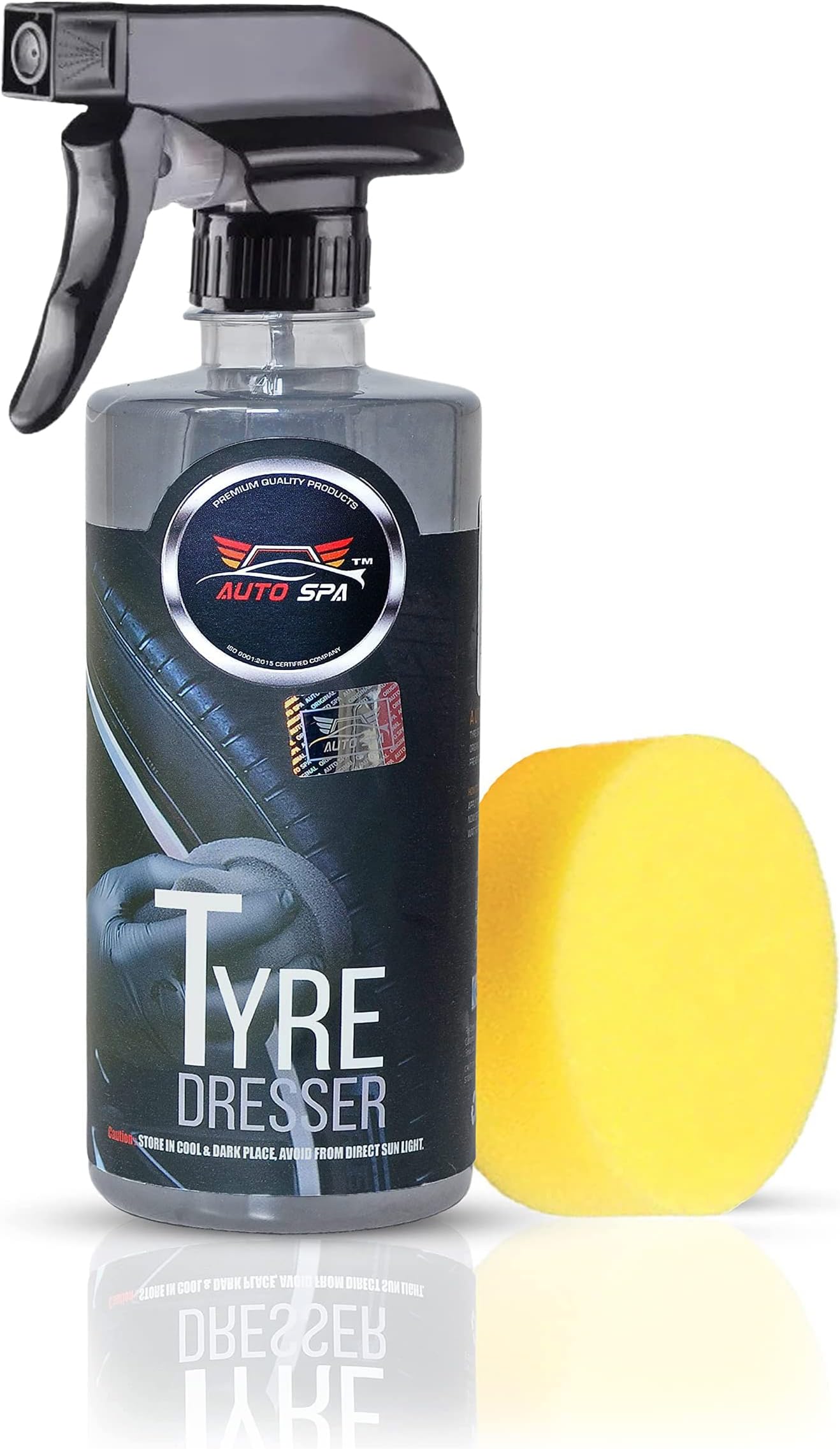 AUTO SPA Tyre Dresser Spray Polish (Easy to use/Zero dust Attraction/Renew Faded tyre/Non-Greasy) with Sponge Applicator Pad (500ML)