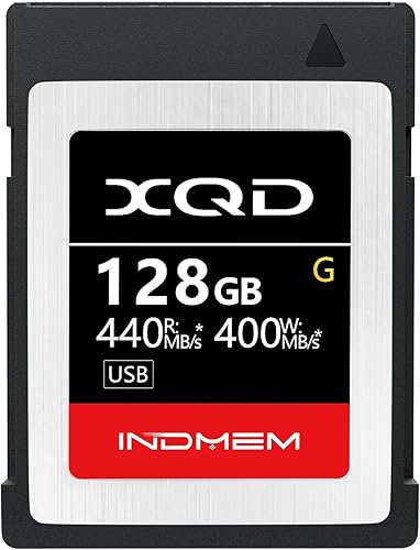 INDMEM Tarjetas de memoria XQD de 128 GB, 5 tarjetas de memoria flash MLC XQD de alta velocidad Serie G  Lectura máxima de 440 MBs, escritura máxima