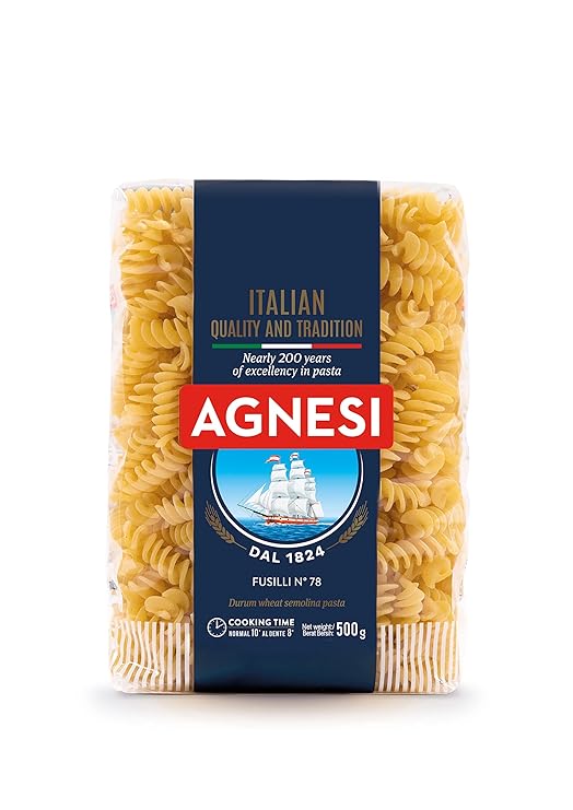 Fusilli Pasta, 500g l Imported from Italy l Low Calories l Zero Cholesterol l Zero Salt l No Added Sugar l Durum Wheat l