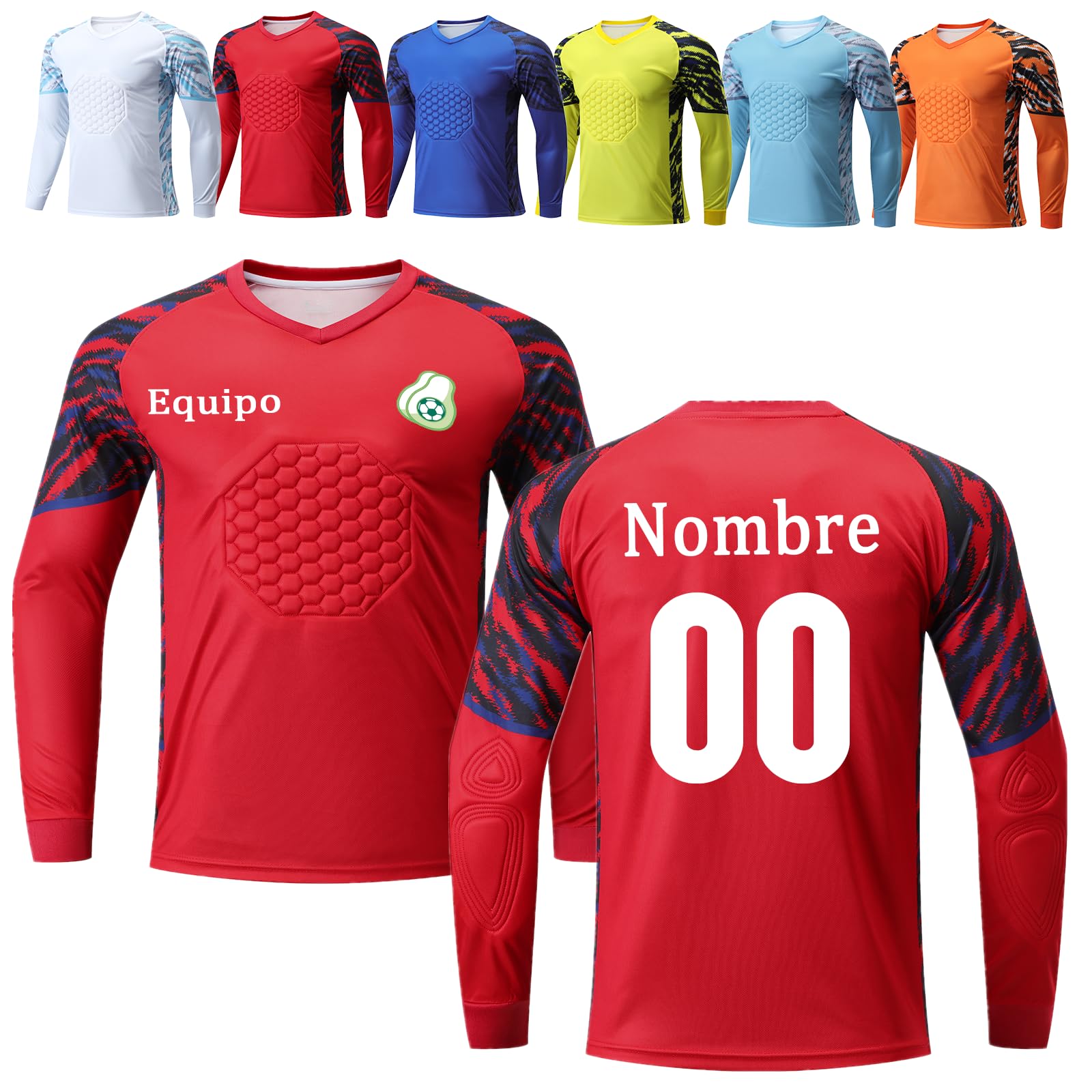 OPUTWDF Camiseta de Portero Personalizada para Hombre/Niño Equipacion Futbol Portero Personalizada con Nombre Número de Equipo Logotipo