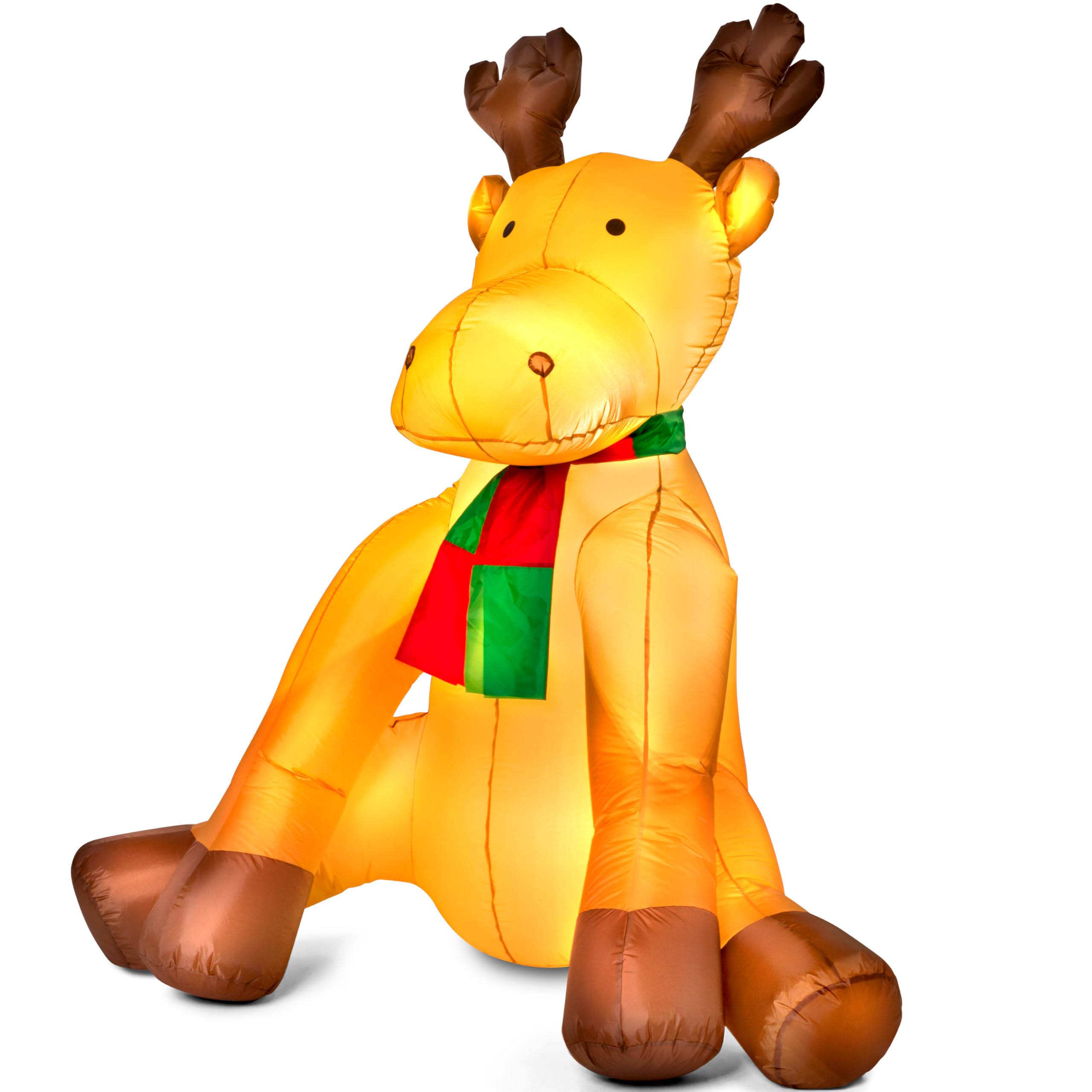 Monzana Reno Inflable 180cm XXL Figura Decoración Navidad Exterior Luces LED Adorno Hinchable Patio