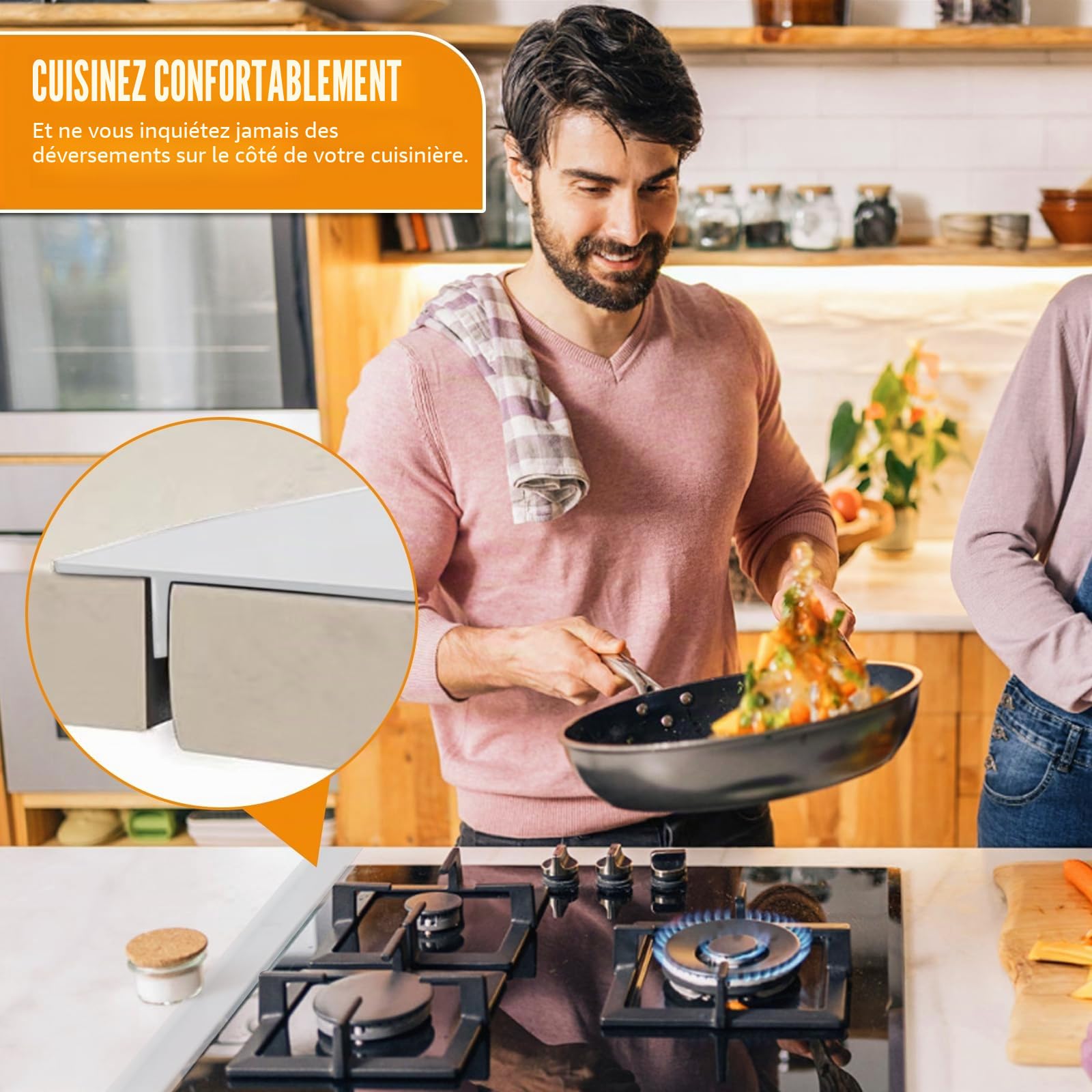 Lot de 2 rails de connexion pour plans de travail de cuisine, plan de travail, joint d'écart, bande de finition, plan de travail de cuisine, bande d'étanchéité (transparent, 63 cm)